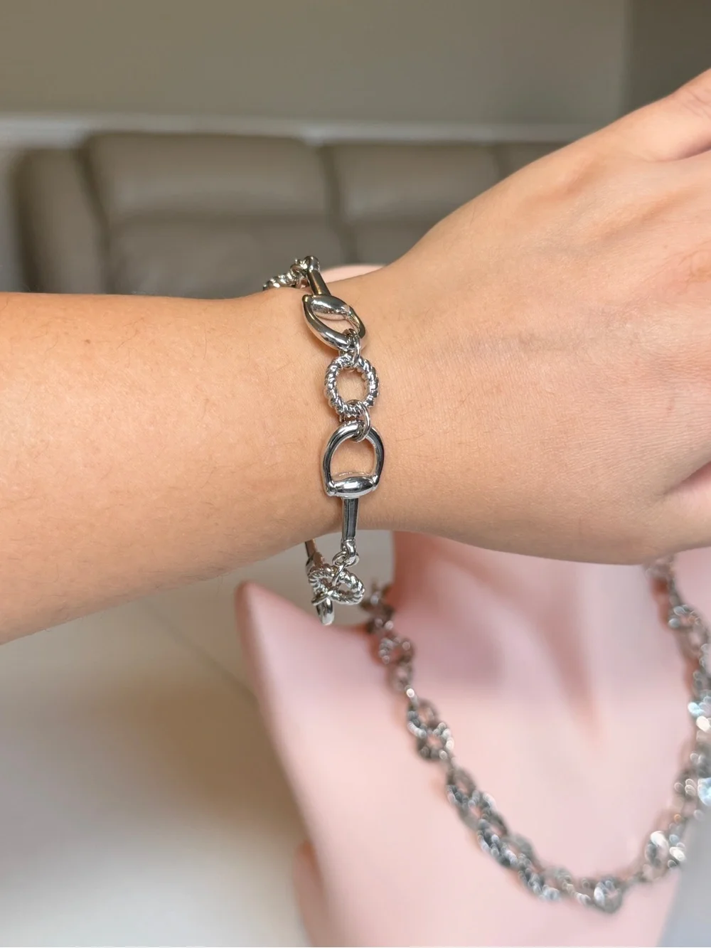 Luxury Silver Horsebit Link Bracelet